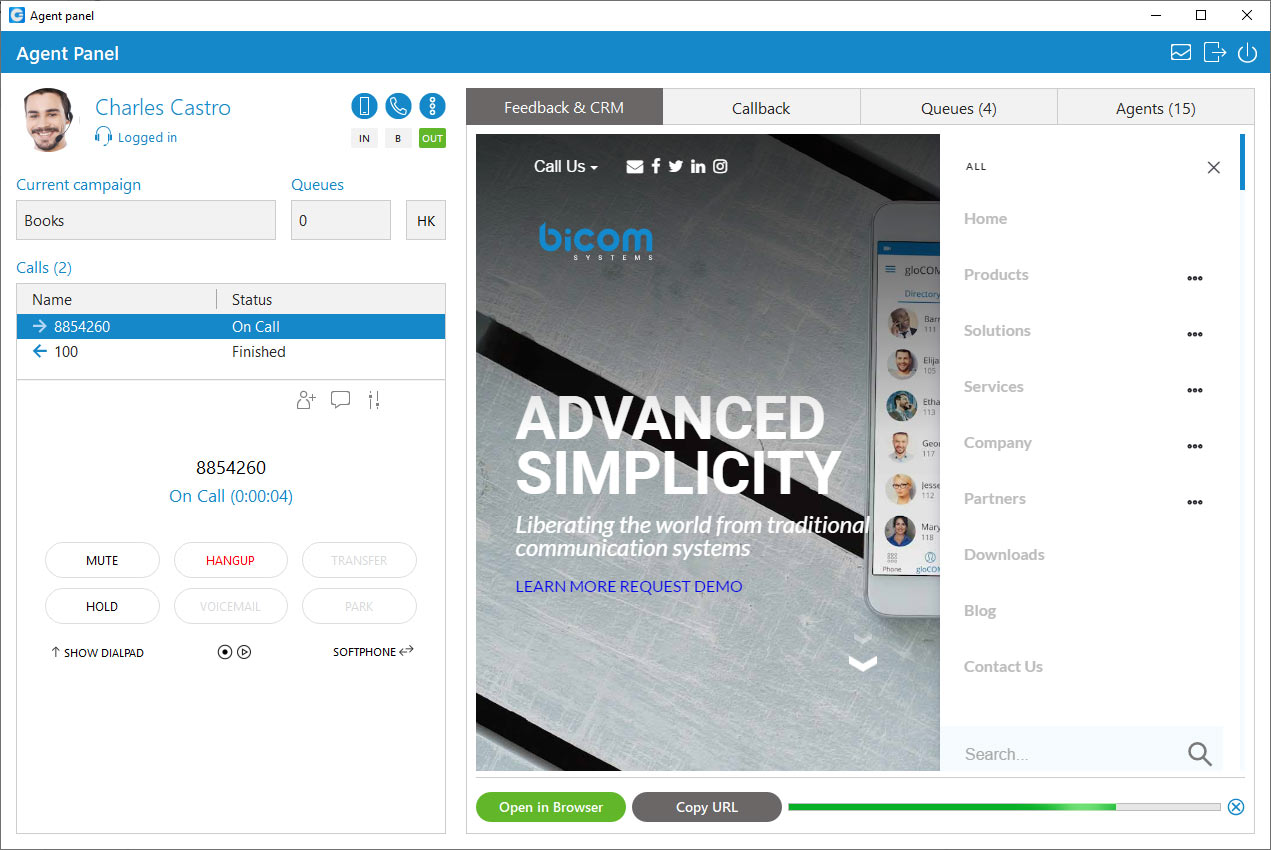 Screen Popup on gloCOM