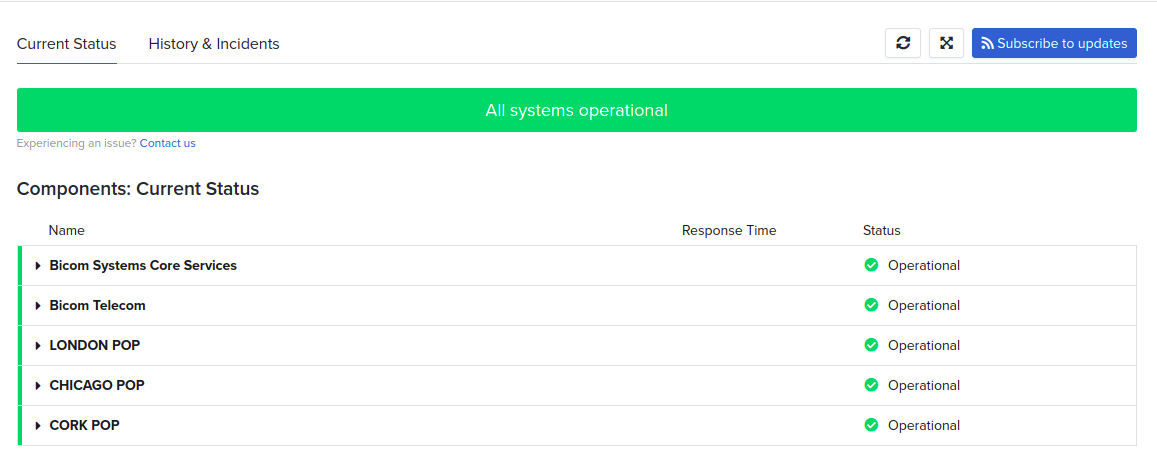Subscribe to Bicom Systems Status Page